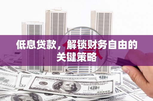 茄萣低息贷款，解锁财务自由的关键策略