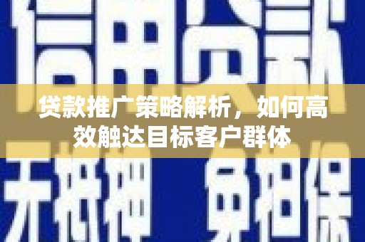 城西贷款推广策略解析，如何高效触达目标客户群体
