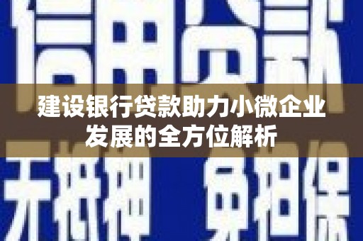 同仁建设银行贷款助力小微企业发展的全方位解析