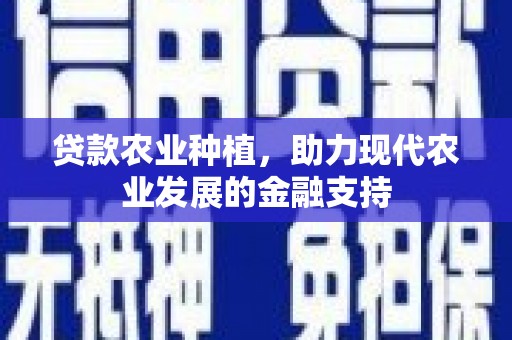 惠民贷款农业种植，助力现代农业发展的金融支持